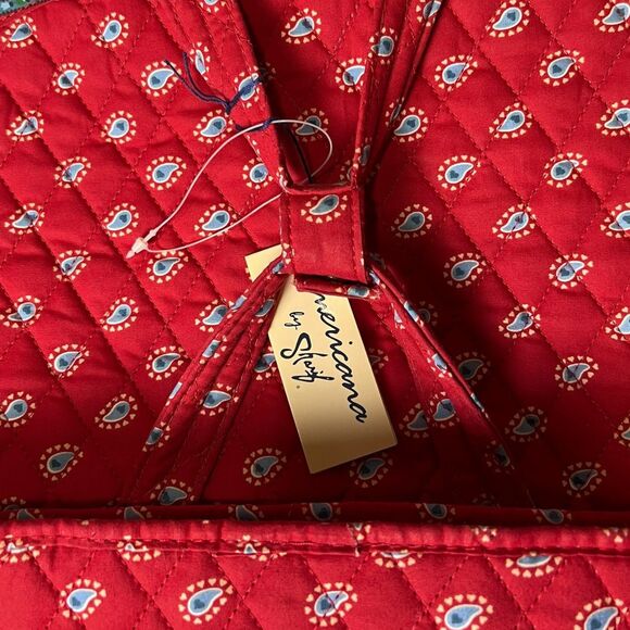 Americana by Sharif Vintage Red Floral Quilted Cloth Garment Travel Bag 46” - Picture 4 of 5